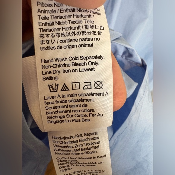 J.Crew Collection Feather Trim Poplin Button-Up Shirt | Size 14 | Blue - Picture 15 of 15